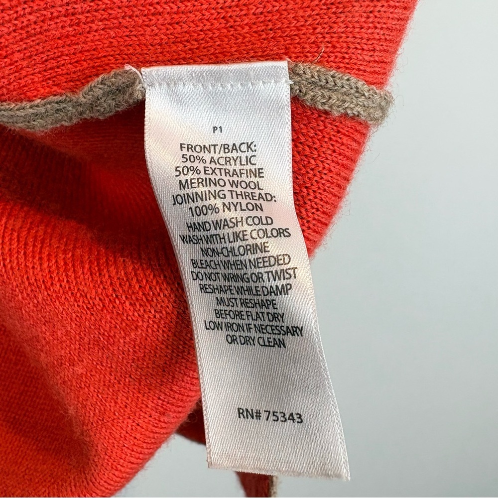Max Studio Merino Wool Blend Knit Tank Vest – tan & coral | Size L - Picture 7 of 9